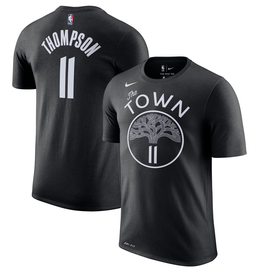 Men 2020 NBA Nike Klay Thompson Golden State Warriors Black 201920 City Edition Name  Number TShirt